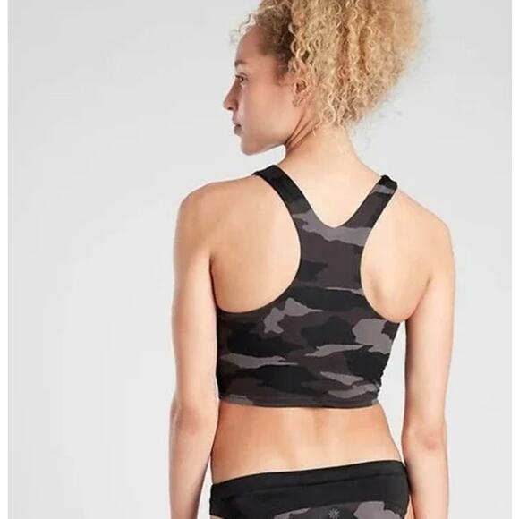 Athleta Freestyle Longline Camo Sports Bra Black‎ Size Small - Picture 2 of 6